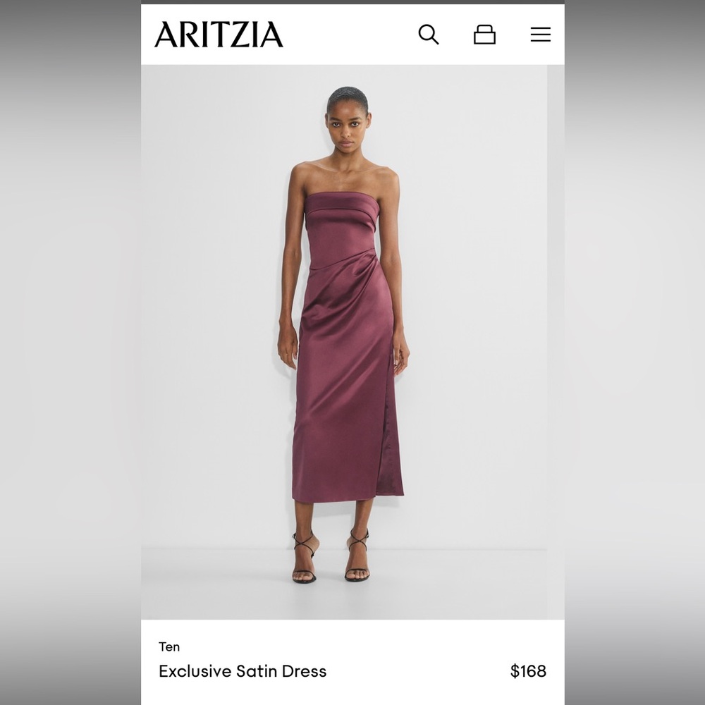 Aritzia Burgundy Strapless Dress